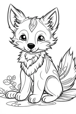 outline art for Pup (Wolf) coloring pages with sitch, white background, Sketch style, full body, only use outline, toddlers style, clean line art, white background, no shadows and clear and well outlined.