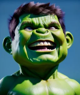 Hulk toddler, full body, dramatic lighting, smile, hyper realistic