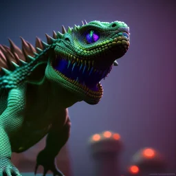 Reptile like creature with spikes, Ultraviolet,dimension, unreal engine 5, 8k resolution, attractive, realistic, ultra detailed