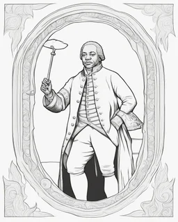 Outline art for coloring pages with Ignatius Sancho, white background, sketch style, only use black outline, white background, no shadows and well and clear outline