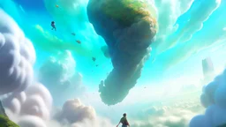 Fantasy digital illustration: giant falling from the sky