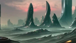 alien landscape and city