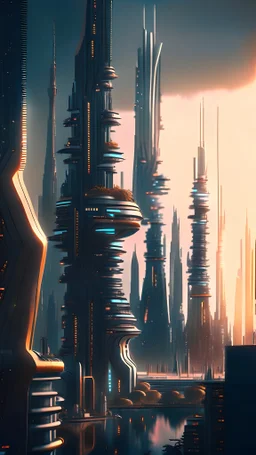 futuristic city skyline, arri, 8k, realistic
