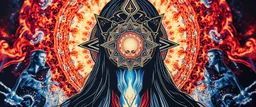 close up portrait of a double mirror soul gate oracle on t-shirt