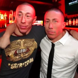 georges st pierre completely intoxicated by drugs in a bar kissing a guy