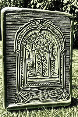 Simple linocut gravestone