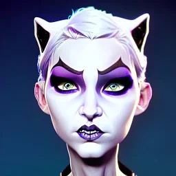 White catwoman, trippy, different colored eyes