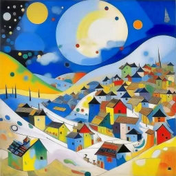 A white village in the sky painted by Wassily Kandinsky