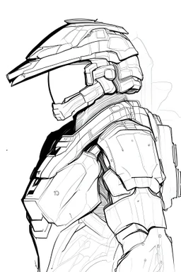 outline drawing of master chief