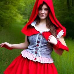 hand up skirt of flirty, gorgeous red riding hood