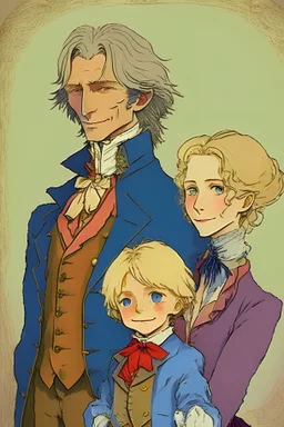 Portrait of Howl Jenkins Pendragon, Sophie Hatter Pendragon, and their son Morgan Jenkins Pendragon from howls moving castle.