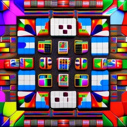 Kente scene, thread, surreal, flying Rubik's cube, african pattern symbols, engraved, 8k quality, hyper realistic, unreal engine 5