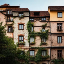 An odd village, details of the houses very accentuated, Max Ernst style, Hasselblad h6d400c