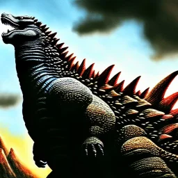 ultra detailed fullbody Drawing of Godzilla , extremely detailed digital painting, intrincate, extremely detailed face,crystal clear Big eyes, in the style of Caravaggio, mystical colors , perfectly centered image, perfect composition, rim light, beautiful lighting, 8k, stunning scene, raytracing