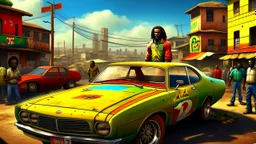 "I'm envisioning an electrifying poster for '<Achayo> Vintage Rally Racing: Unleash the Superhero Speed.' The backdrop should showcase an Ethiopian cityscape, setting the stage for an urban vintage rally. In the foreground, a stylish vintage rally car stands ready, capturing the charm of the past. Standing next to the car is an Ethiopian superhero, ready to unleash super speed, with dynamic poses that convey power and excitement. Use earthy tones for the city background, vibrant colors for the r