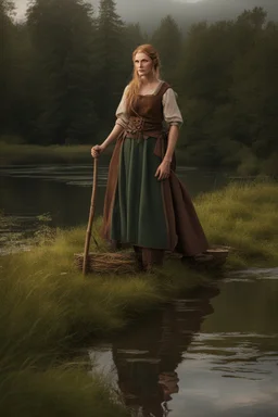 [Medieval] A woman viking farmer around a pond