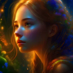 beautiful. very detailed. stunning girl, close-up, tiny smooth lines, 8k, colorful, over-detailed. a super-complex plot in an intricately detailed scene with a magical fantasy atmosphere, Thomas Kincaid
