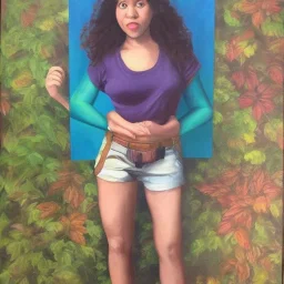 Full body portrait, painting, medium shot lady style of Jumanji