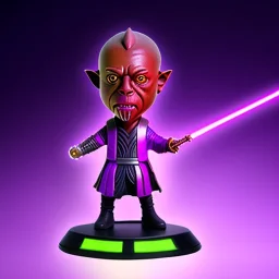 Plastic mace windu purpleGlow jedi bobblehead with boots,