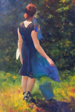 Full body portrait, painting, medium shot lady Nanopunk