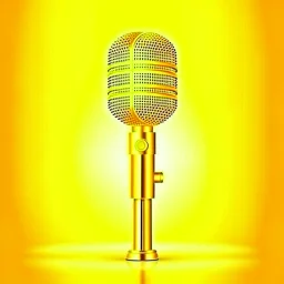 Retro Golden Microphone With Stand Vector Record Stage Live Concert On Air Illustration