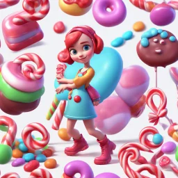 candy girl teenager, stylized 3d. pixar, cartoon