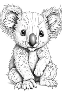 outline art for Koala Joey coloring pages with sitch, white background, Sketch style, full body, only use outline, toddlers style, clean line art, white background, no shadows and clear and well outlined.