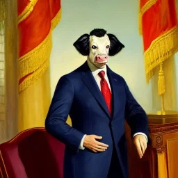 Presidential Portrait of a Cow, Suit and Tie