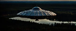 Tic-Tac shaped alien spaceship floating 50 meters off the ground in Alberta, cinematic, Fuji Film, Anamorphic lens, deep depth of field