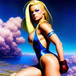 fullbody portrait 'beautiful blonde Sexy busty Cammy(street Fighter)',wearing skintight latex bikini suit,hyperrealistic skin,Hyperrealistic crystal clear Blue eyes,painting by gaston bussiere, greg rutkowski, yoji shinkawa, yoshitaka amano, tsutomu nihei, donato giancola, tim hildebrandt, oil on canvas, cinematic composition, extreme detail,fit full head inside picture,32k