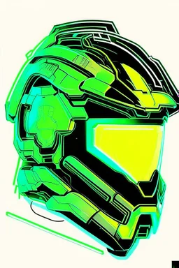 neon halo master chief helmet illustration