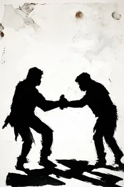 a distressing, abstract image of two shadows preparing to fight to the death