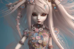 anime doll wearing designed by Takashi Murakami, colorful, intricate detail texture, 3d render, unreal engine, volumetric lighting --q 2 --ar 4:5