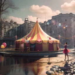 Ultra realistic circus scene. Sweet woman and dancer man. night, smooth color, waist up view, Wes Anderson style, happy, bubbles, butterflys, dark ambient, highly detailed, concept art, unreal engine 5, god rays, ray tracing, RTX, lumen lighting, ultra detail, volumetric lighting, 3d, finely drawn, high definition, high resolution.