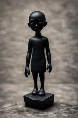 an ominous small statuette made of black stone, incomprehensible inhuman shape, surreal, strange