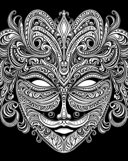 centered detailed venetian mask line art