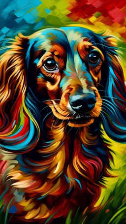 long hair weiner dog art