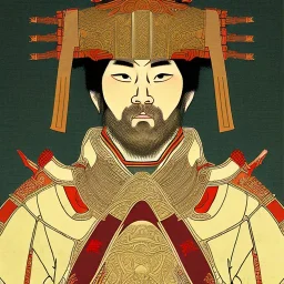 Ukiyo-e Style , Male Samuri in armour