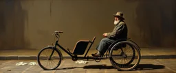 master oil painting by Rembrandt, trike man