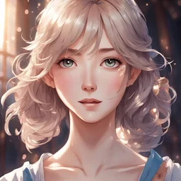To be free from all the luster and glamor, and return to your real self -- now that is true beauty, in anime portrait art style