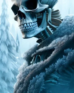 A portrait of a frozen skeleton by pascal blanche rutkowski repin artstation hyperrealism painting concept art of detailed character design matte painting, 4 k resolution blade runner, digital Art, perfect composition, beautiful detailed intricate insanely detailed octane render trending on artstation, 8 k artistic photography, photorealistic concept art, soft natural volumetric