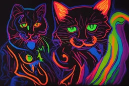 Black light art, neon cat