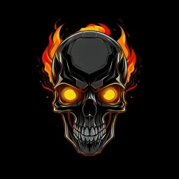 minimalistic cyberpunk screaming skull with flame