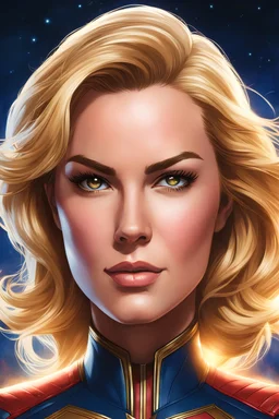 Highly detailed portrait of Carol Danvers Captain Marvel, by Bryan Lee O'Malley, inspired by Capcom