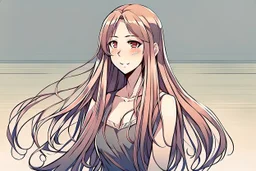 Young woman with long hair anime