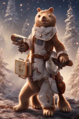 last Christmas adult star cowboy bear squirrel chat robot, bokeh like f/0.8, tilt-shift lens 8k, high detail, smooth render, down-light, unreal engine, prize winning, in the style of fallout 4