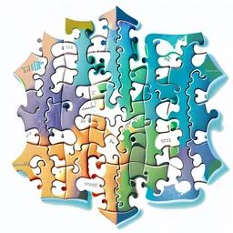 Create a series of interconnected puzzle pieces, each labeled with one of the core values. Arrange the pieces in a cohesive pattern to symbolize how these values fit together to create a supportive environment for artistic expression.