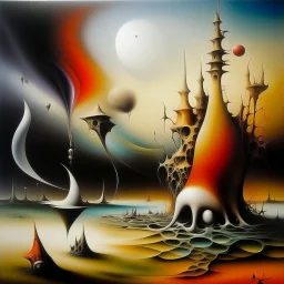 adrenochrome melanin reveries, surrealism, by Yves Tanguy, by Arthur Secunda, abstract