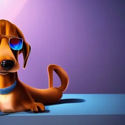 cute male daschund with the body of a human, wearing a leather jacket and sunglasses, pixar style, disney, dramatic, dramatic lighting, volumetric lighting, hyperrealism, 8k, high quality, photorealistic, lot of details