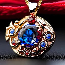 Ruby and sapphire gold pendant